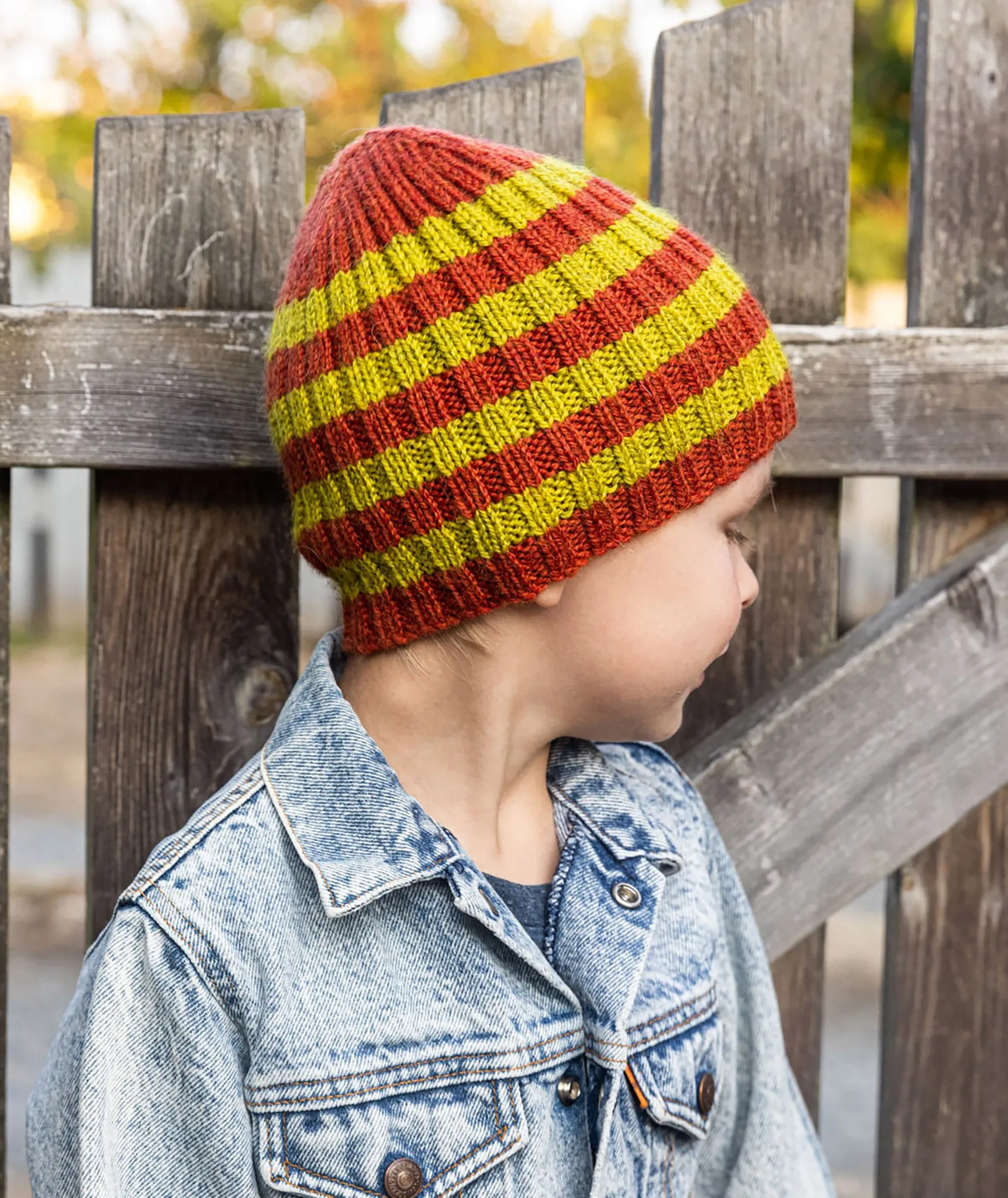 Striped Ribbed Beanie Using Blue Sky Fibers Woolstok