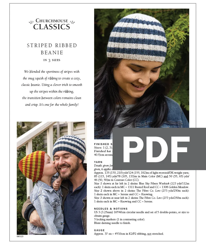 Striped Ribbed Beanie Using Blue Sky Fibers Woolstok