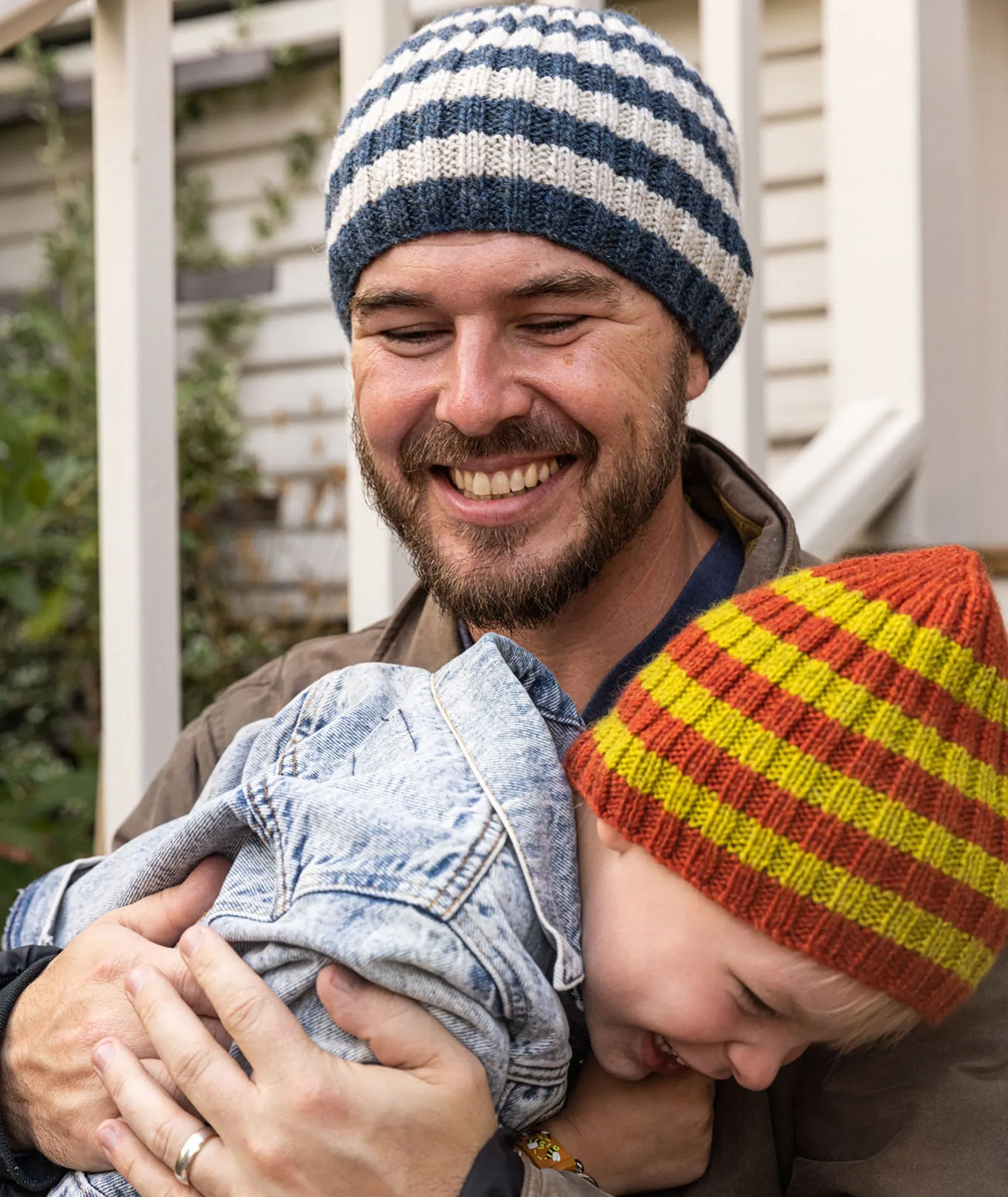 Striped Ribbed Beanie Using Blue Sky Fibers Woolstok