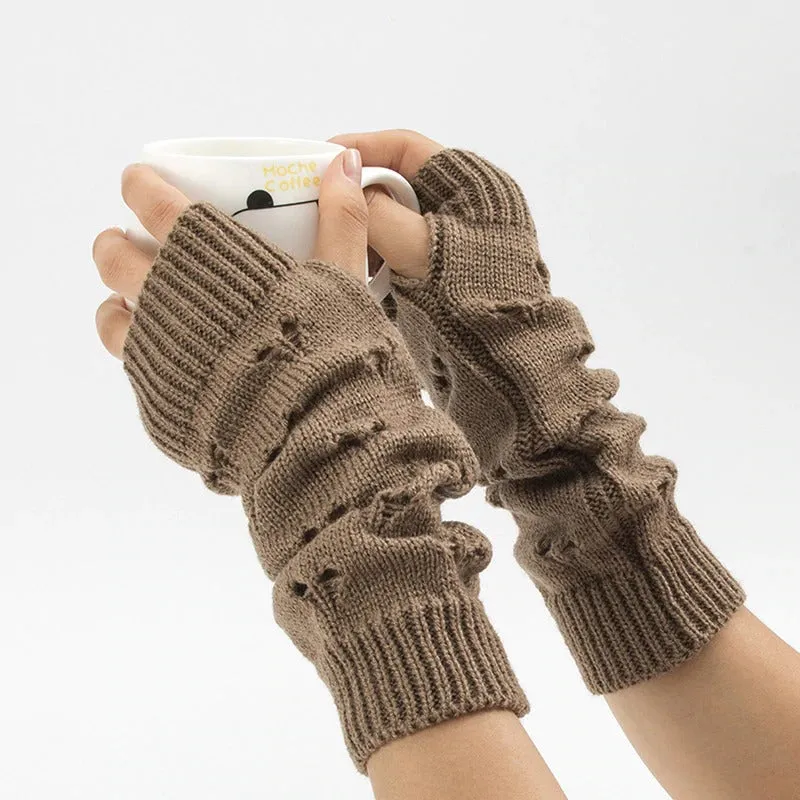 Stylish Knitted Hand Warmer Fingerless Winter Gloves