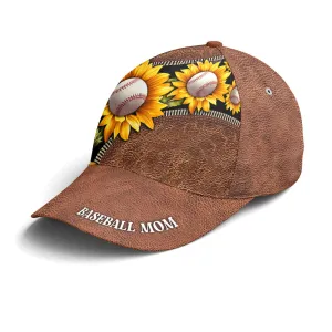 Sunflower Baseball Mom Leather Style Baseball Cap Coolspod