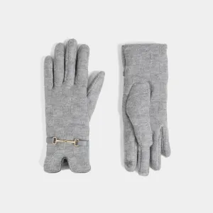 Tonal Checkered Touchscreen Gloves - Grey