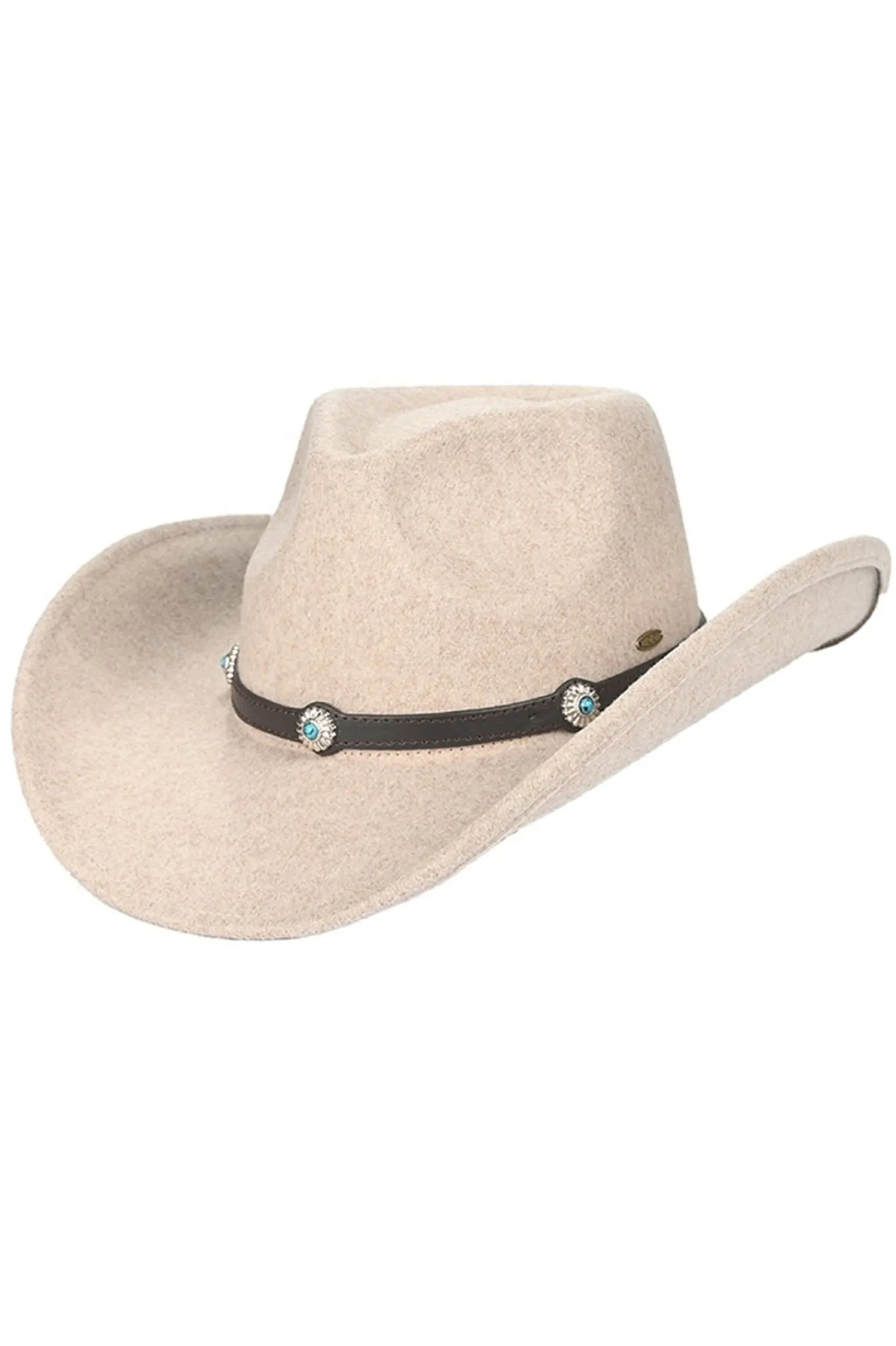 VCE0061 Felicia Felt Cowboy Hat With Aztec Bead Trim