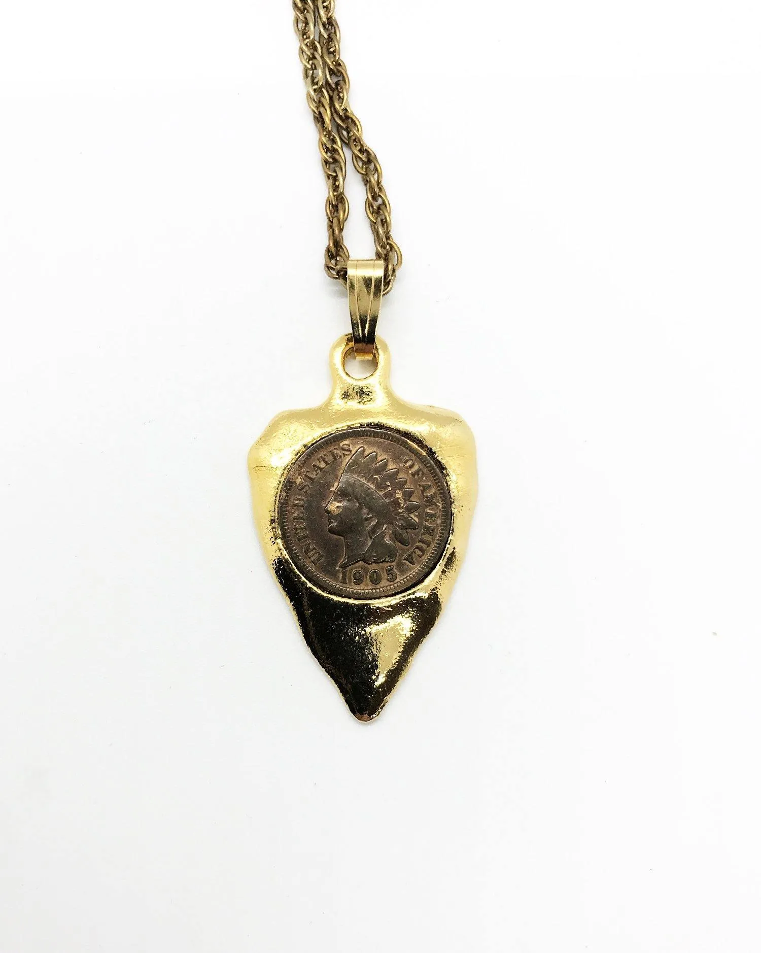 Vintage Arrowhead Necklace with 1905 Penny