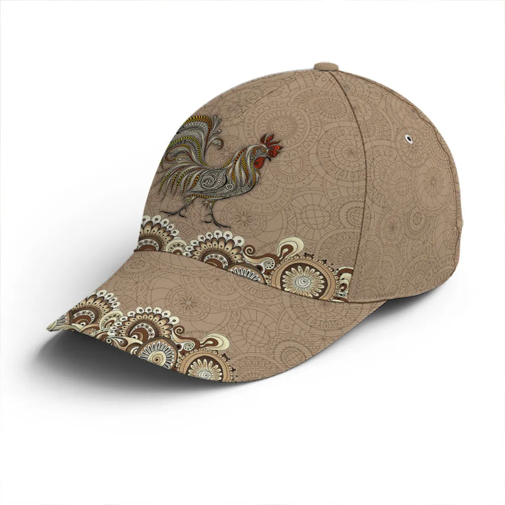 Vintage Floral Rooster Chicken Baseball Cap Coolspod