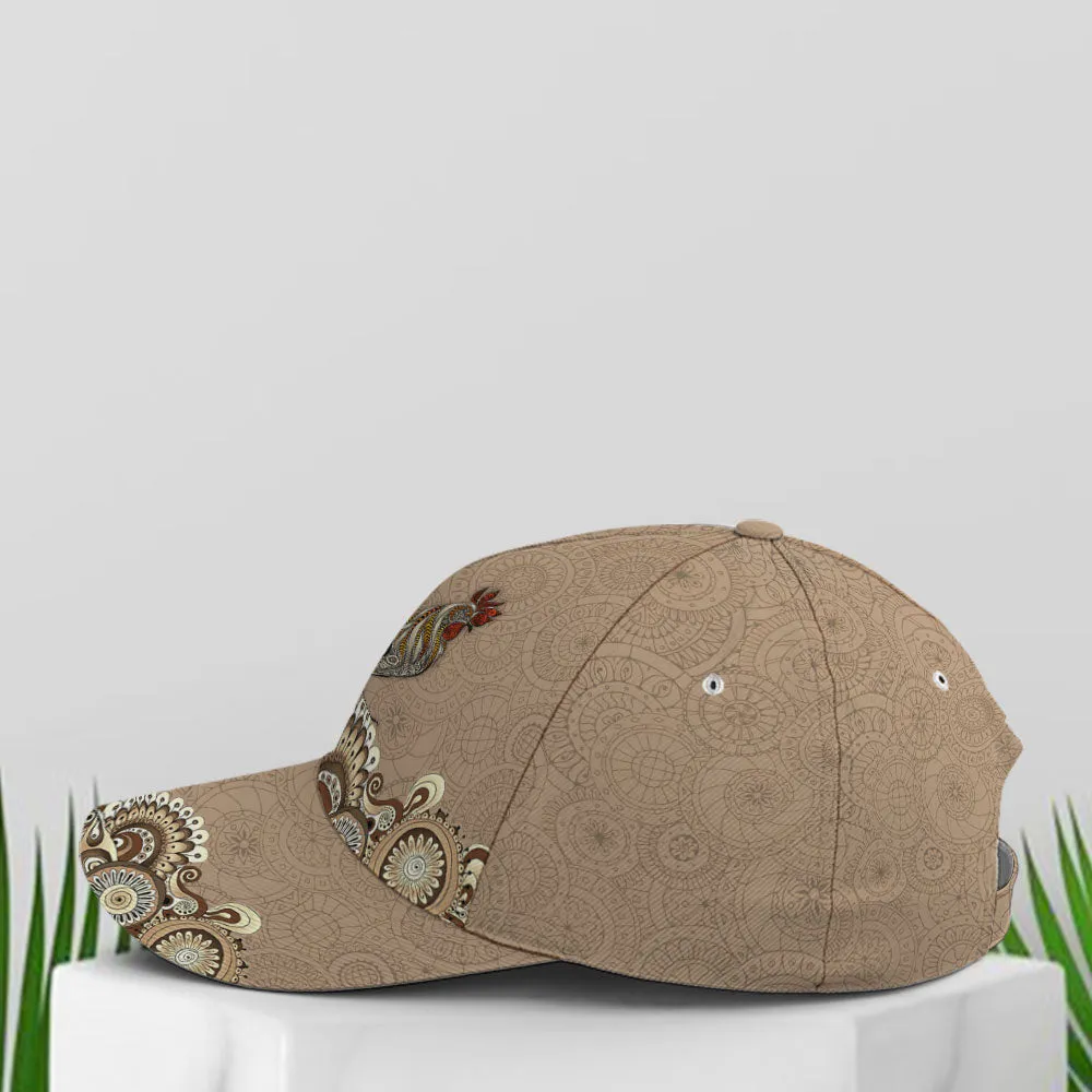 Vintage Floral Rooster Chicken Baseball Cap Coolspod