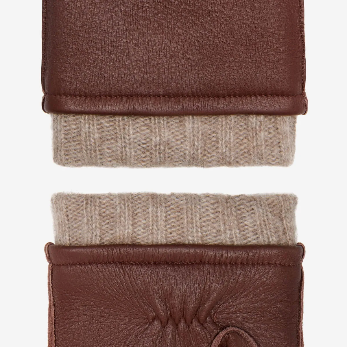 Vittoria (brown) - Italian gloves made of American deerskin leather with cashmere lining