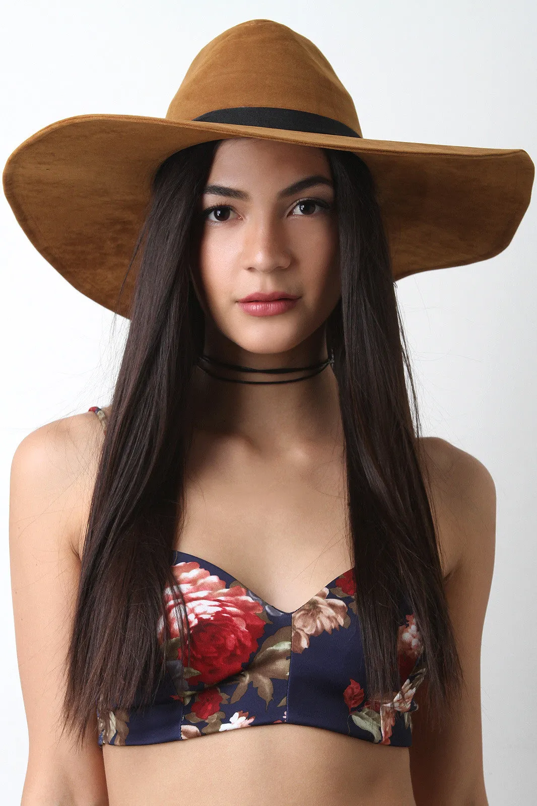 Wide Brim Floppy Vegan Leather Hat