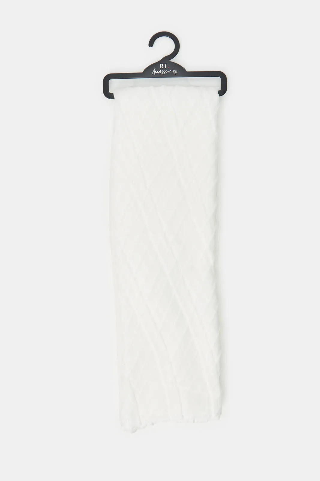 Women White Pleated Scarf