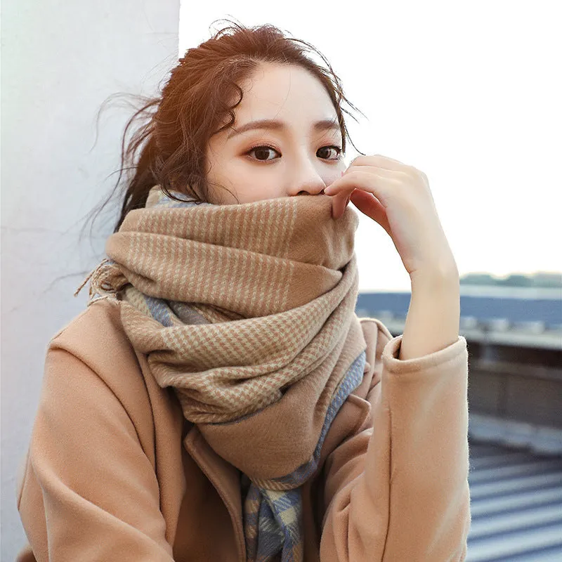 Women's winter imitation cashmere scarf shawl thickened warm tassel scarf