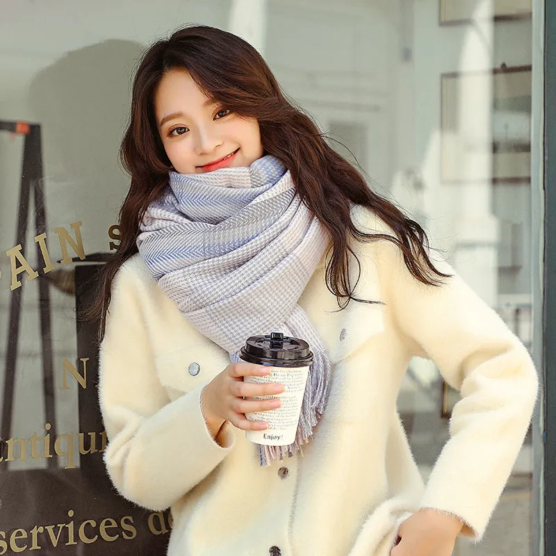 Women's winter imitation cashmere scarf shawl thickened warm tassel scarf