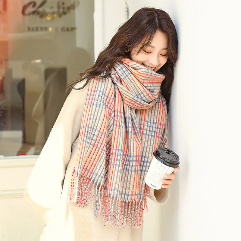 Women's winter imitation cashmere scarf shawl thickened warm tassel scarf