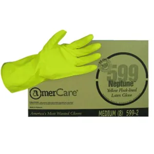 Yellow Flock Lined Latex Gloves-Yellow(Large)